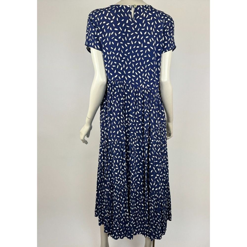 Mister Zimi Short Sleeve Maxi Dress Women 4 EUC Scoop‎ Neck Blue Lightweight - Picture 3 of 16
